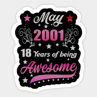 Born in May 2001 19th Birthday Gifts 19 Years Old Sticker